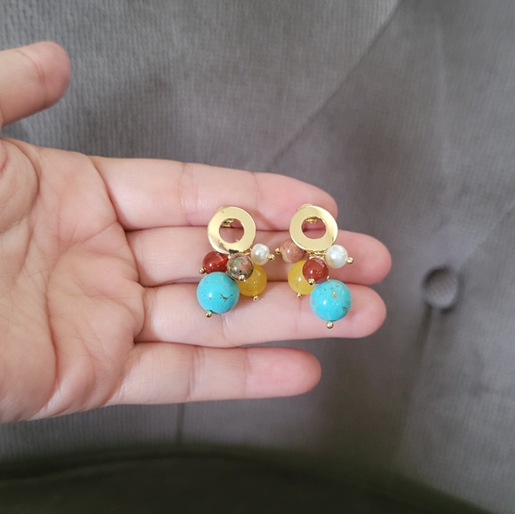 Iris & Lily Cluster Dangle Earrings - Picture 6 of 12